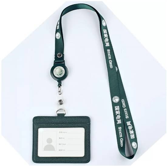 PU Leather ID Card Case Lanyard Sleeve Badge Holder